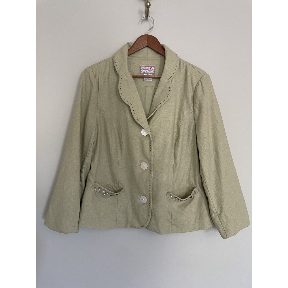 April Cornell Linen Blend Long Sleeve Spring Jacket. Size M. Lined. Prairie.‎